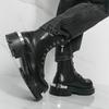 Men Motorcycle Black Thick Sole Height Increase High Boots Street Style Cool Elevator Punk Boots Large Size
