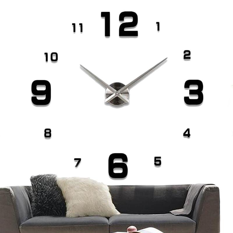 3D Digital Wall Clock Frameless Wall Clocks Wall Stickers For Home Living Room Decor Quartz Needle Self Adhesive Hanging Watch