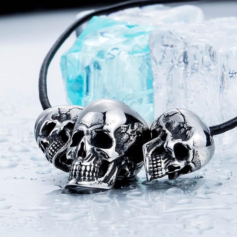 Beier Einzigartig 316L Edelstahl Neuankunft Super Punk Goldfarbe Totenkopf Biker Anhänger Halskette Mode Charme Schmuck BP8-216