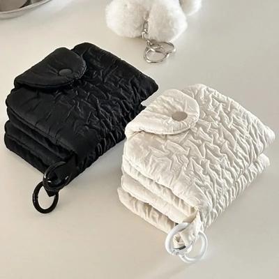 Wrinkled Coin Purse Large Capacity Short Wallet Chic Snap Card Holder Portable Mini Storage Bags for Girls Children