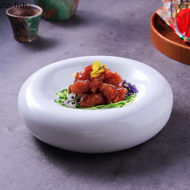 Thickened Ceramic Tableware White Plate Sashimi Plates Fruit Bowl Salad Bowl Dessert Plates Dim Sum Dish Snack Bowl Cake Tray