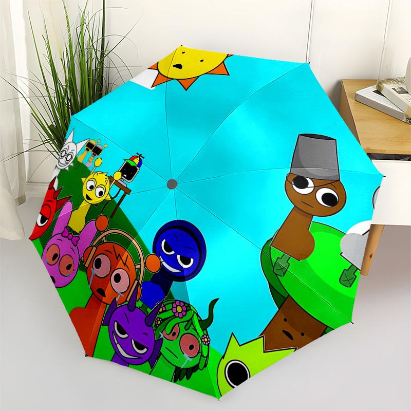 

Sprunki Themed Automatic Opening and Closing Umbrella, Compact Travel Umbrella, Lightweight and Portable, Suitable for Beach Commuting Busin