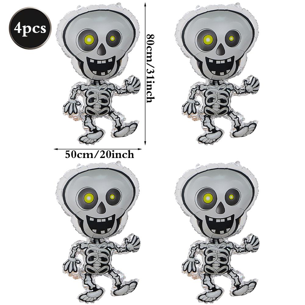 100'' Halloween Skull Balloon Giant Skeleton Foil Balloon Skeleton Birthday Party Supplies Spooky Halloween Balloons Decorations
