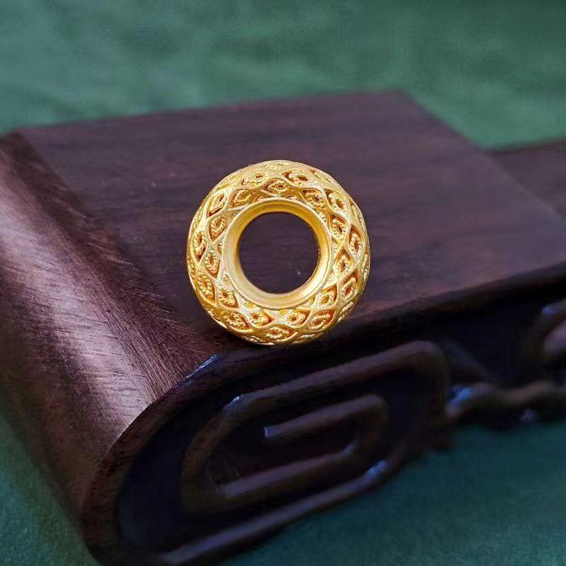 Кулон-кольцо с пером феникса: Вьетнамский песочный золотой филигранный замок «Мир» с красной веревкой, унисекс ожерелье в китайском стиле.