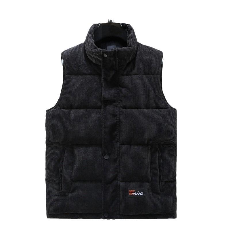 Vest Men's Autumn and Winter Coat Trendy Corduroy Handsome Stand-up Collar Down Cotton Vest Versatile Vest