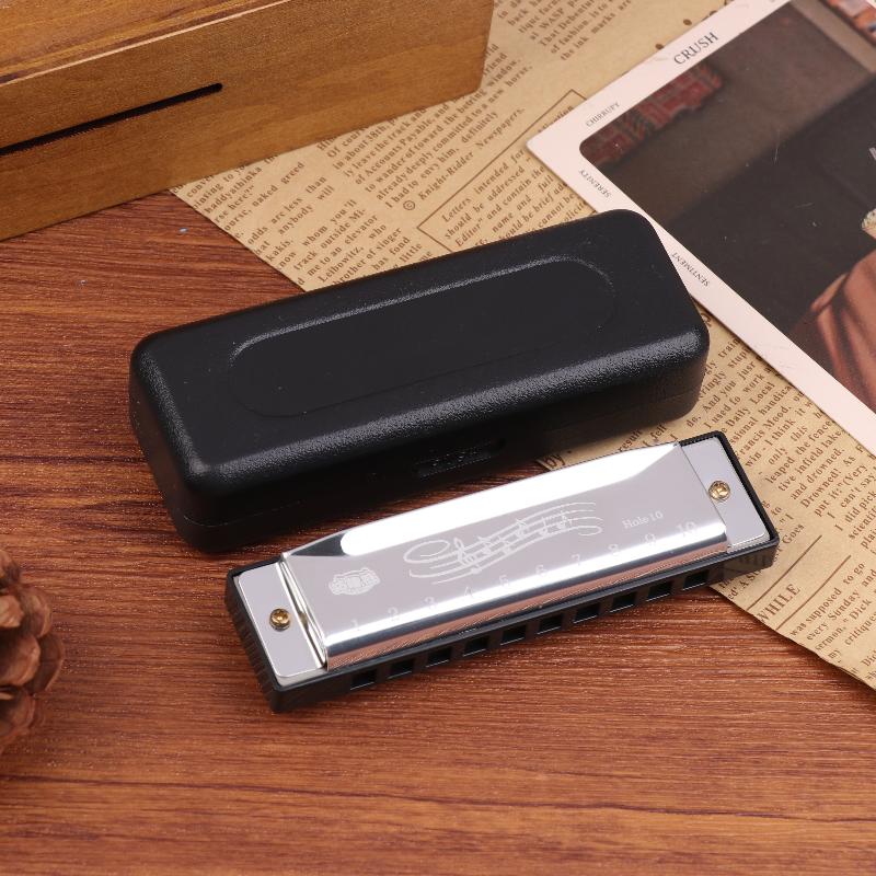 Harmonica Key Of C 10 Hole Diatonic Harmonica C With Case For Beginner Students Kids Gift Metal Harmonica