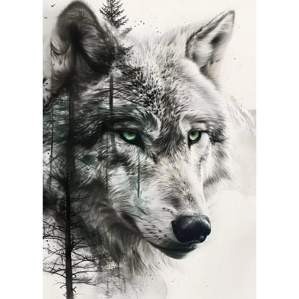 Animal and Forest Poster Eagle Wolf Tiger Lion Cat Panda Fox Tree Canvas for Living Room Home Decor Wall Art Mural