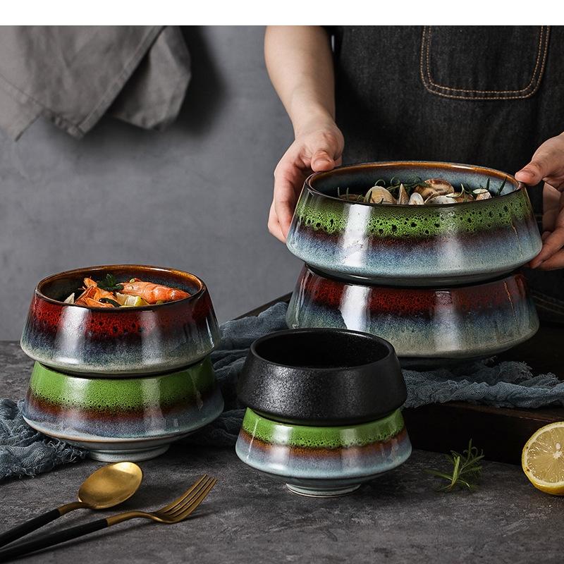 Japanese Retro Ramen Bowl Household Salad Rice Soup Restaurant Food Decoration Ceramic Kitchen Tableware