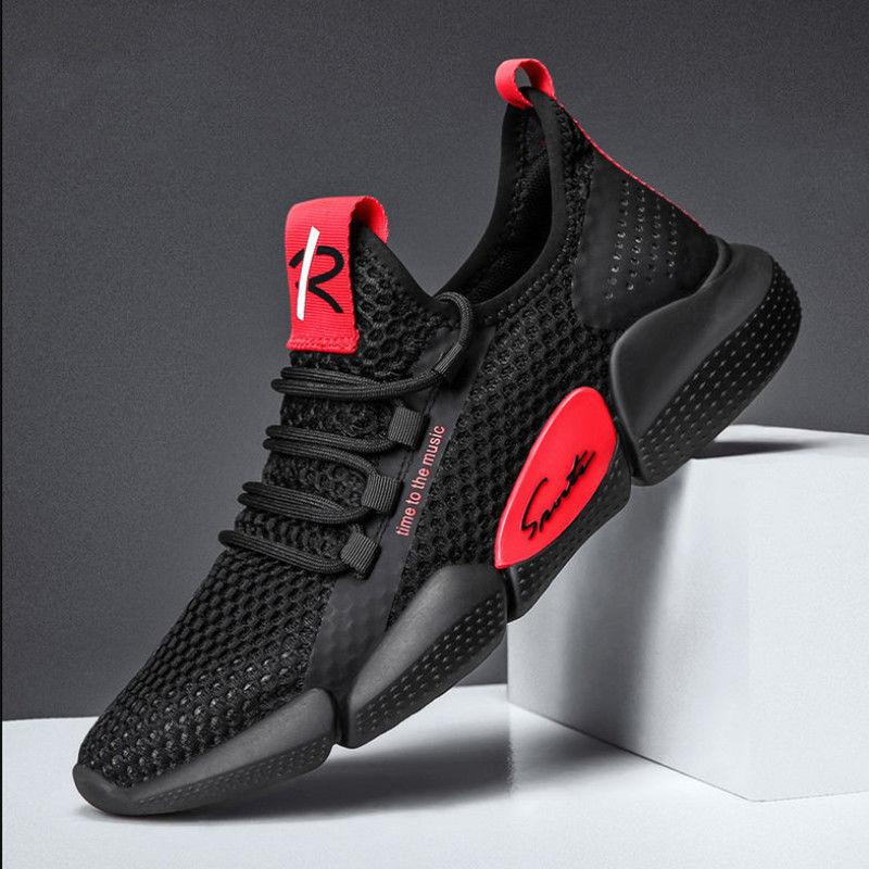 Men's net shoes new spring breathable light casual shoes men's Korean version summer running trendy shoes men's small black shoes