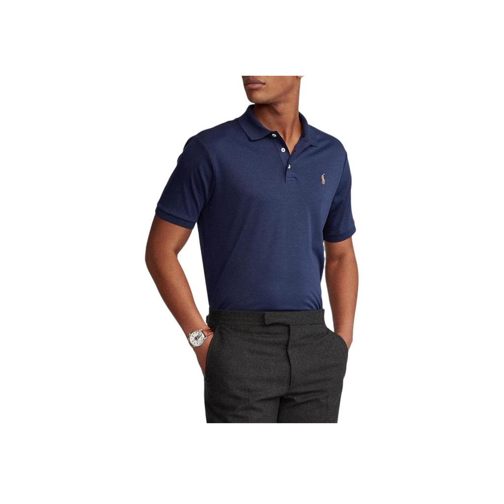 Polo Ralph Lauren Solid Color Logo Embroidered Short Sleeve Polo Shirt Men tops Navy-Blue 710870645-002