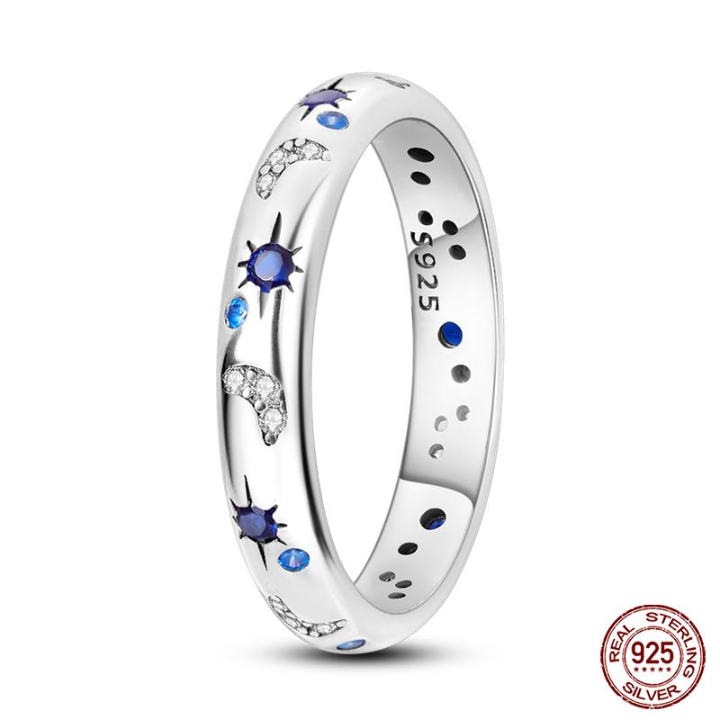 Original Design 925 Silver Blue Zircon For Ring Fit Women Wedding Wedding Wedding Engagement Silver Gift