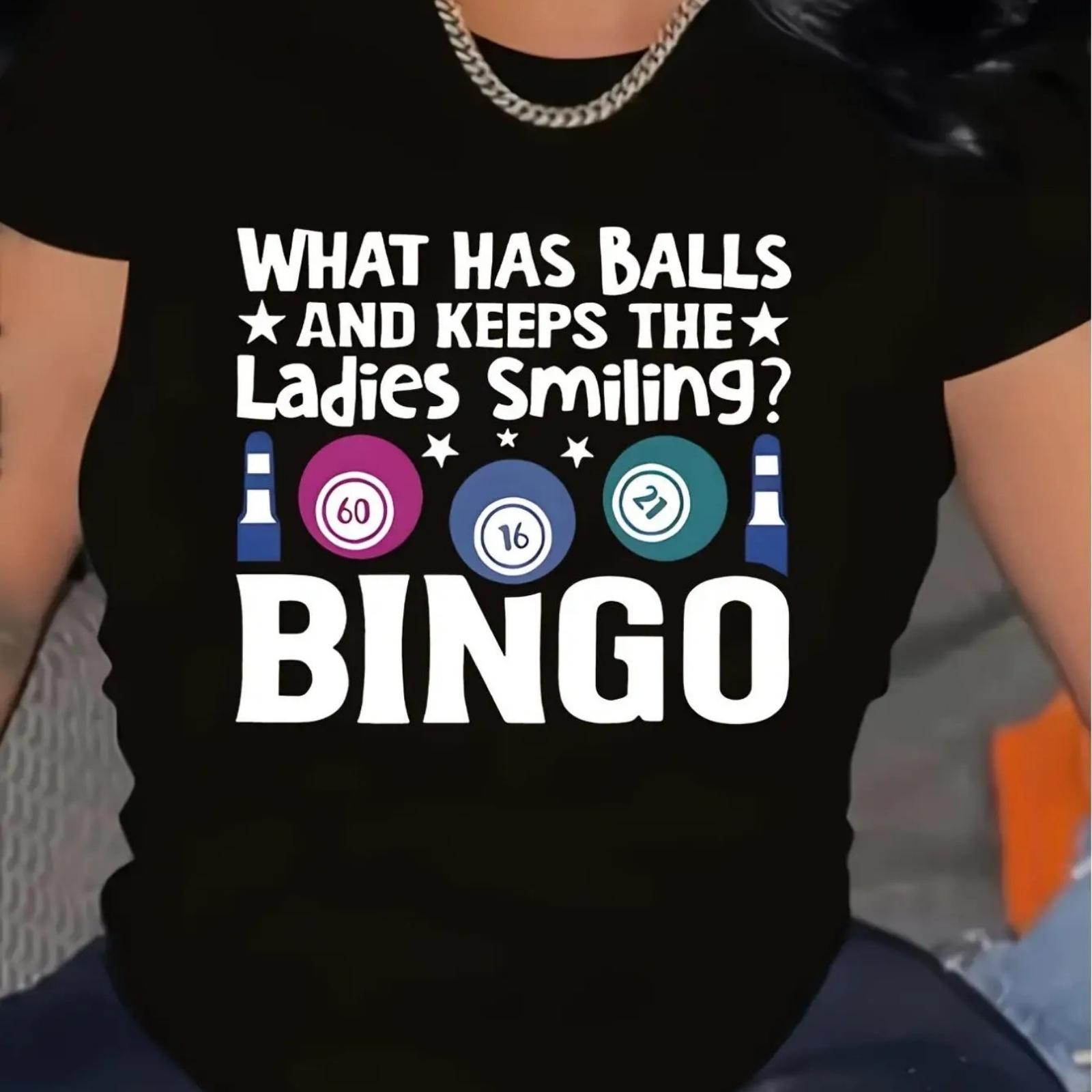 

Women S Casual Short Sleeve T-Shirt with Has Balls and Keeps The Ladies Lettering, Knit Fabric, Round Neck XXXXXL різнокольоровий