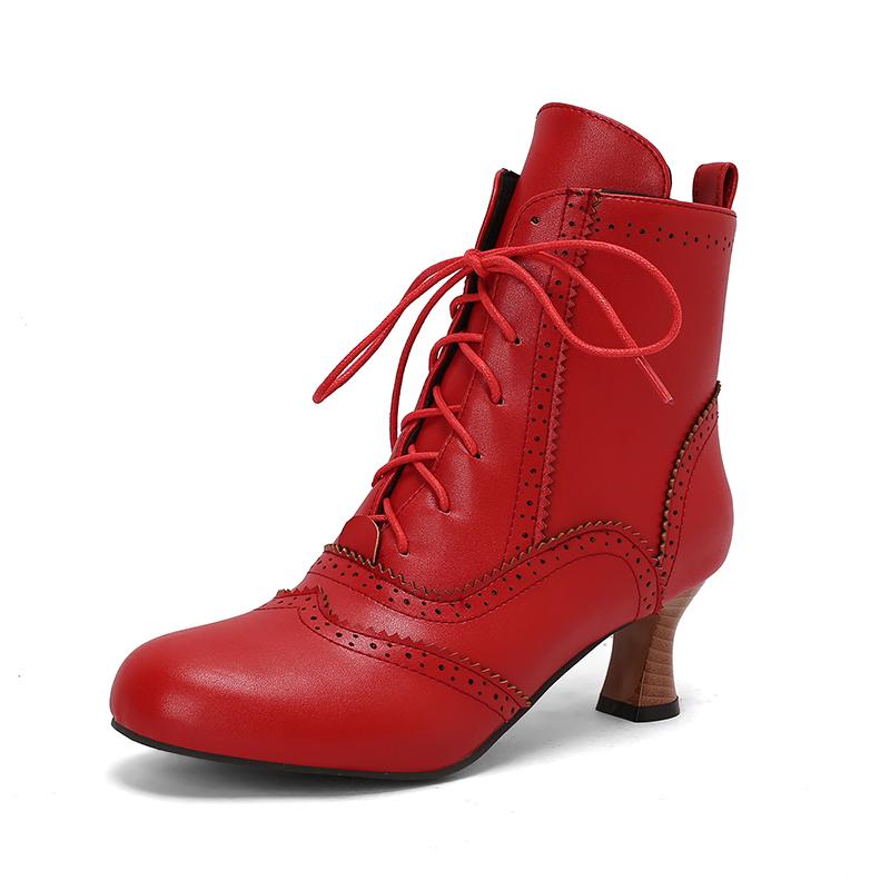 Retro Women's Cosplay Boots Kitten Heels Shoes Burnishing Process Round Toe Short Boots 2024 Autumn Winter Party Footwear