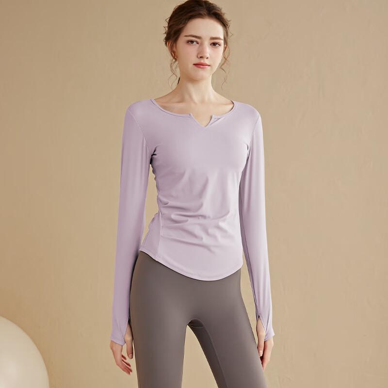 WEZHO Women s Long Sleeve Yoga & Pilates Top with Pads