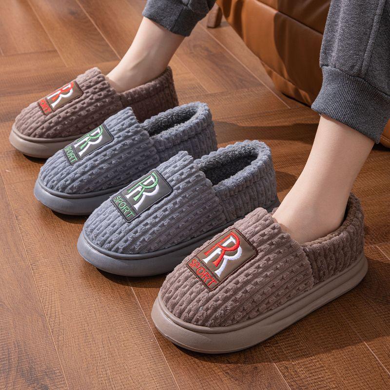 Cotton slippers men's spring and autumn winter plush home use non-slip home indoor warmth couple winter women