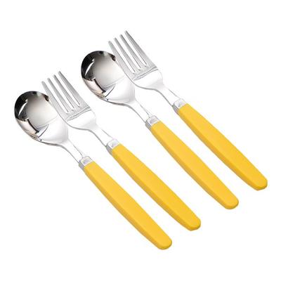 Raonnuri Pick Me Color Children's Cutlery Set 2p Spoons + 2p Forks, Basic Mustard (Y), 1 Set, 2 Spoons + 2 Forks