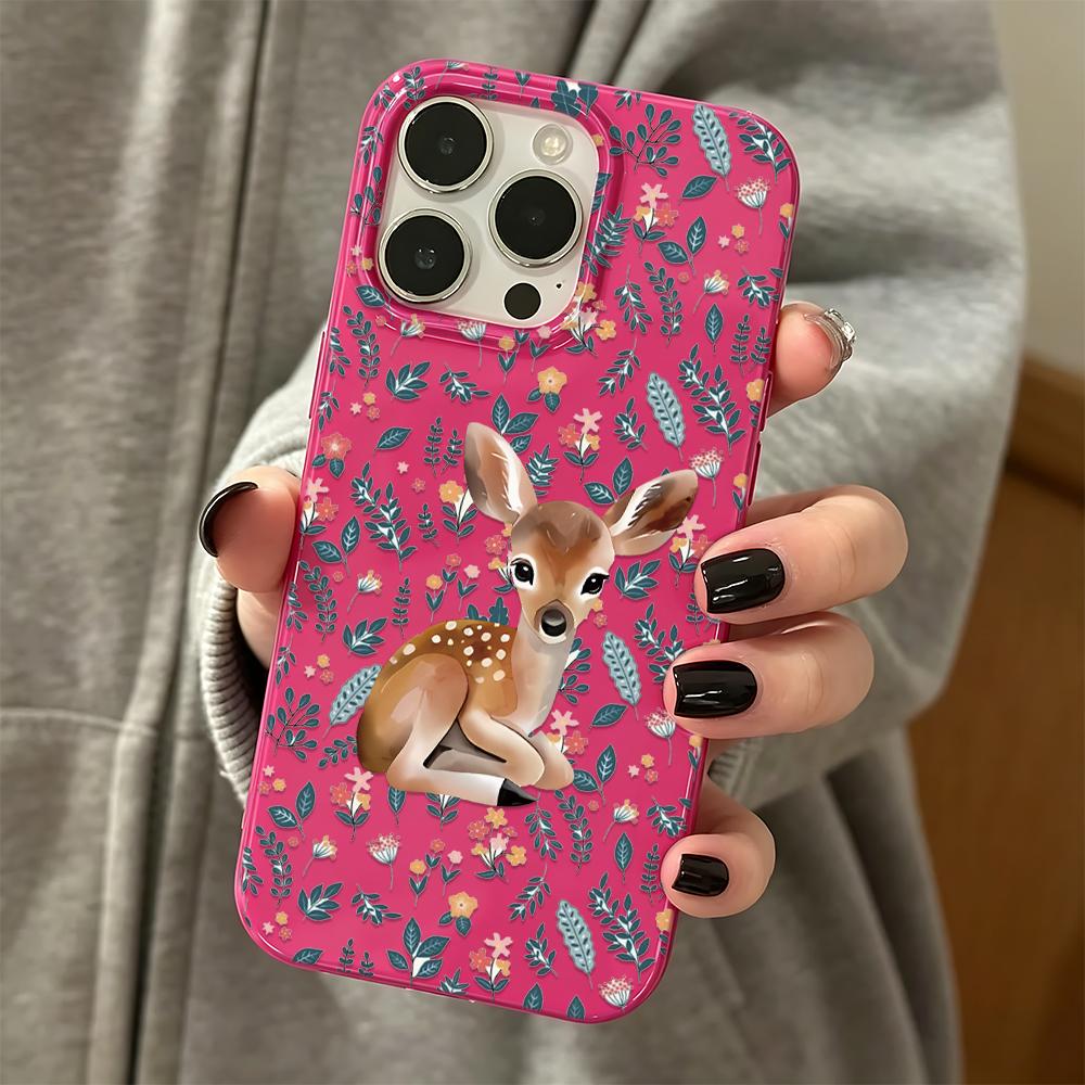 Phone Case For Iphone 14 17 Air 11 Pro Max 16 13 15 Plus 12 White Breathable Silicone Sitting Elk And Green Grass Casual Cover