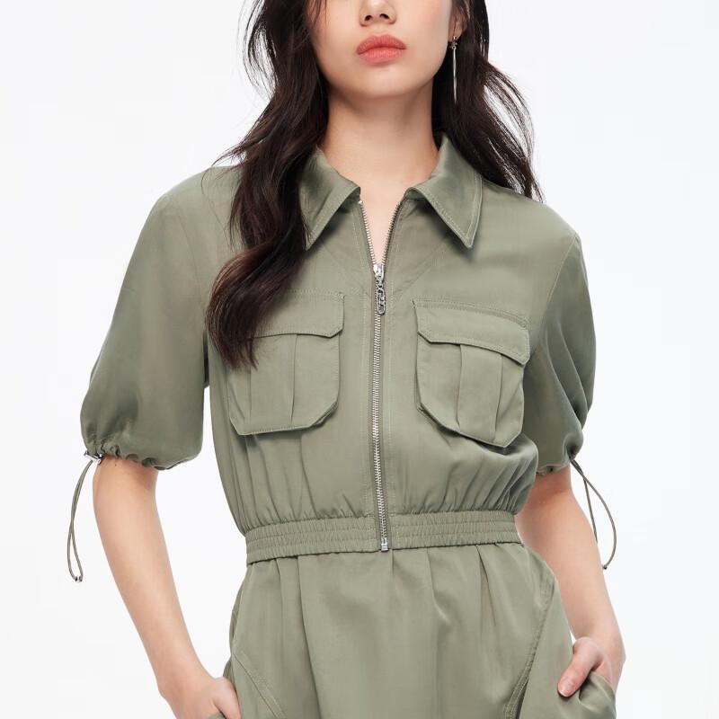 ONLY Women's Faux Two-Piece Short Sleeve Waist-Cinching A-Line Dress