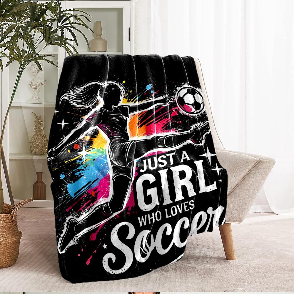 Soccer Theme Printed Blanket - Perfect for Couch, Bed, Travel & Outdoor Use | Machine Washable, Cozy & Durable.