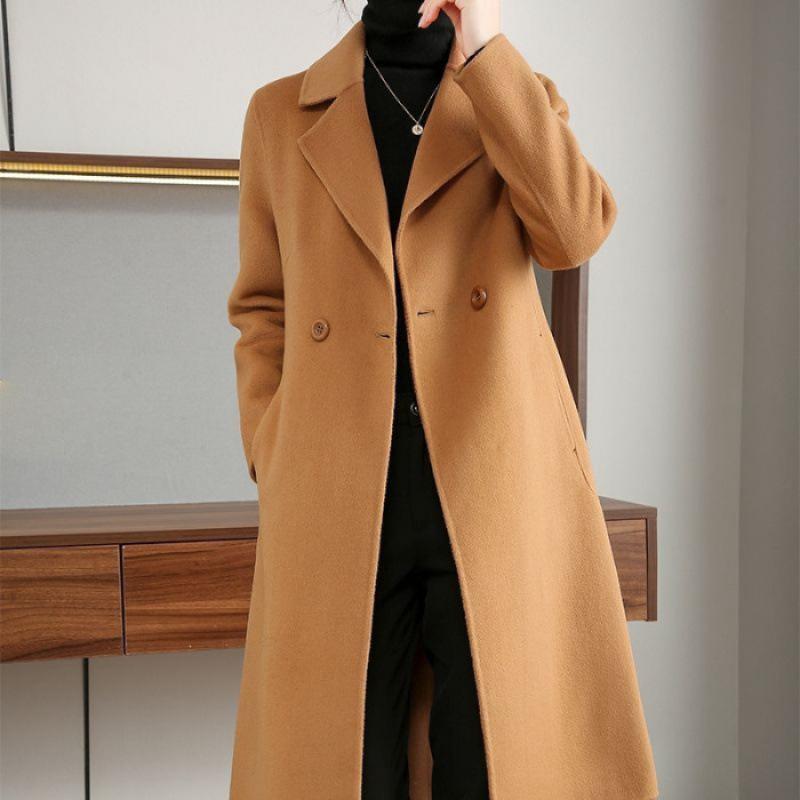 Autumn and Winter Latest Woolen Coat Womens Medium and Long Over-knee Relaxed Fit and Thin Stylish Coat Women