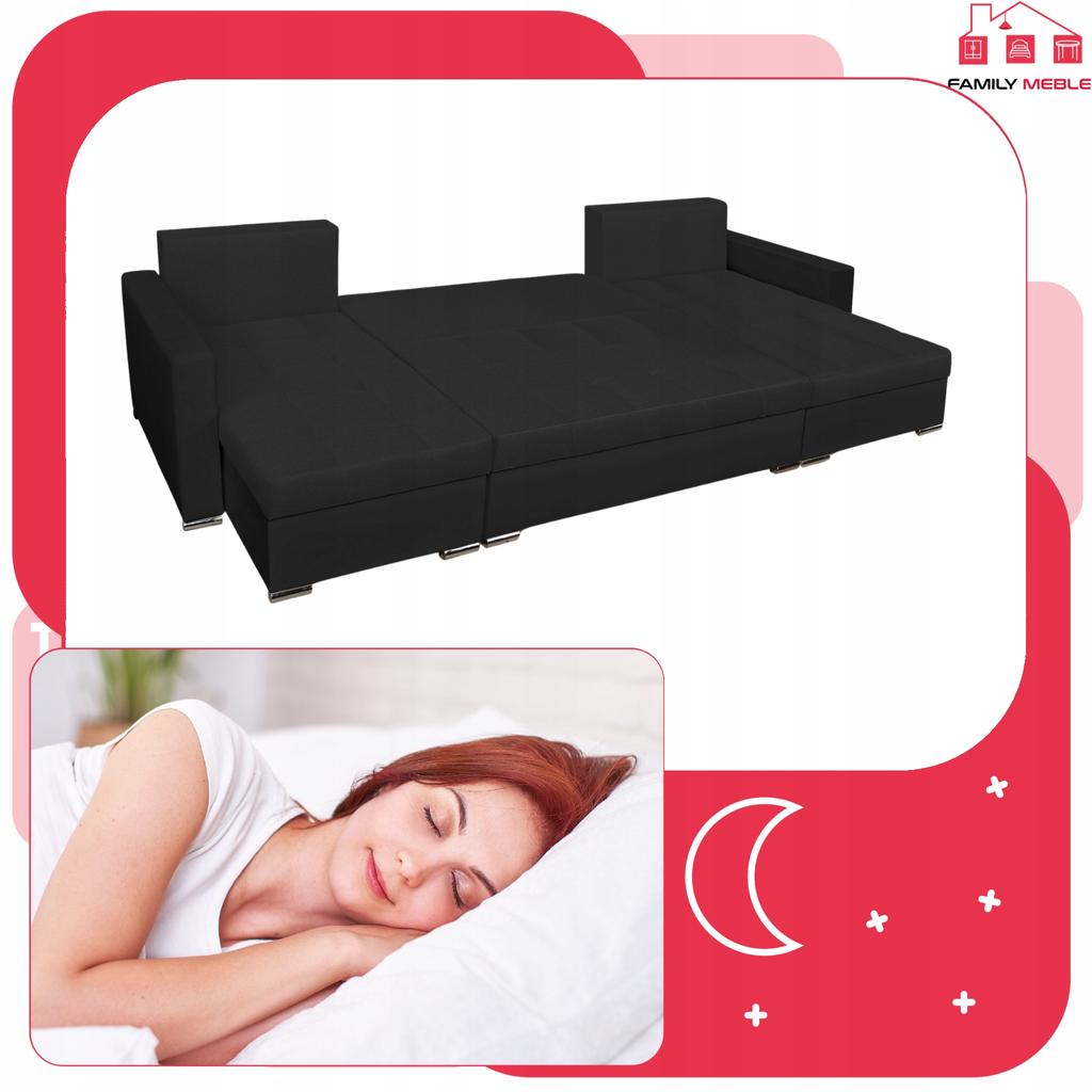 Figo BIG Corner Sofa Bed Family Meble Black