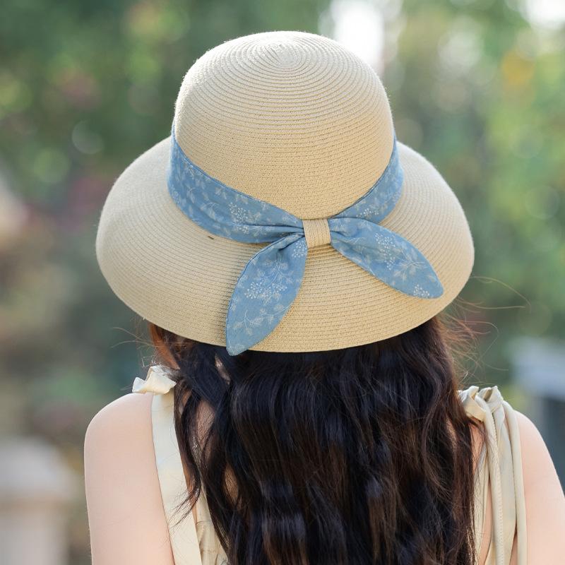 Hat Women's Ribbon Lafite Straw Hat Large Brim Sunscreen Sun Hat Summer Sun Hat Advanced Sense