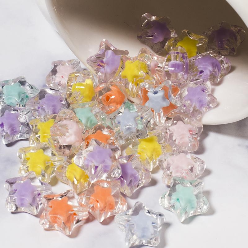 30/50pcs Star Acrylic Beads Candy Color Loose Spacer Beads For Jewelry Making DIY Bracelets Necklace Phone Key Chain Accessories