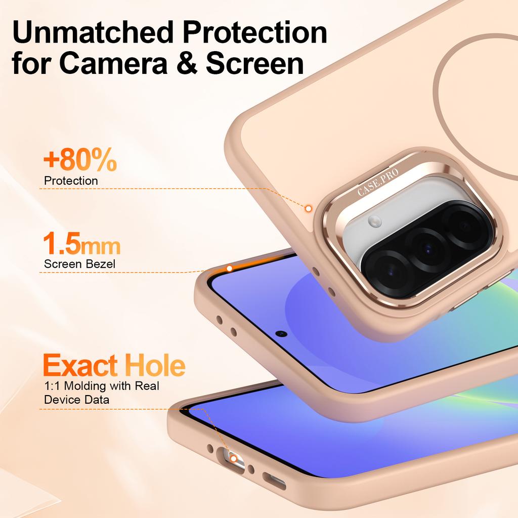 For Samsung Galaxy A34 5G Case Skin-touch PC + TPU Magnetic Phone Cover with Lens Frame Kickstand