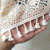 Phoenix Tail Pattern Hollowed Out Dining Table Decor Mat Artistic Style Tablecloth Crochet Tassel Tea Table Cabinet Tablecloth