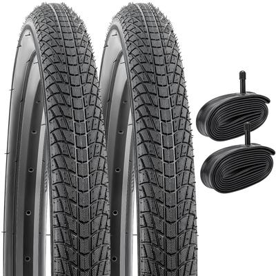 YunSCM Set of 2 18x1.75 Tires, 18x1.75 47-355 Bicycle Tires + Tubes with 32mm Schrader Valves, for 18-inch 1.75 Cross Bikes and Mountain Bikes, Y-230
