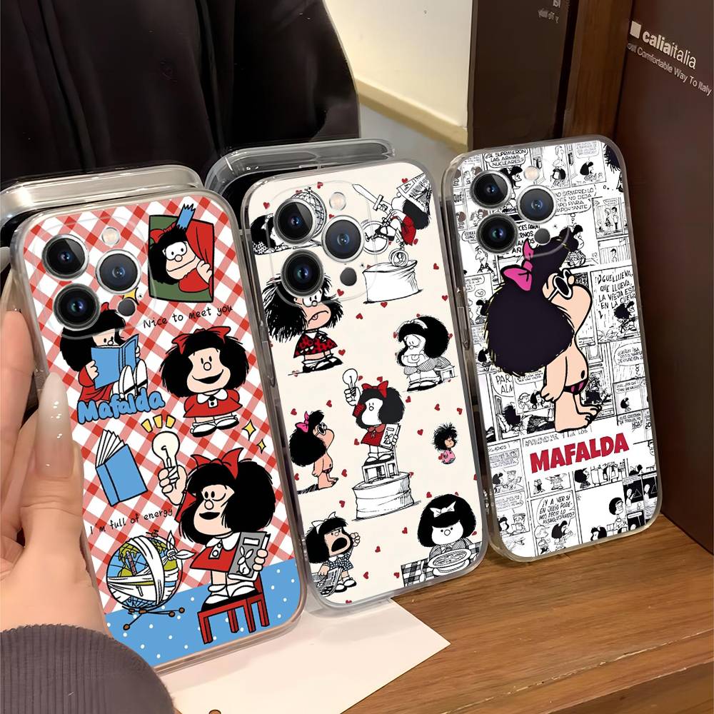 Hot Mafalda Phone Case For iPhone 17 16 15 14 11 12 13 Mini Pro XS Max Plus Funda Shell