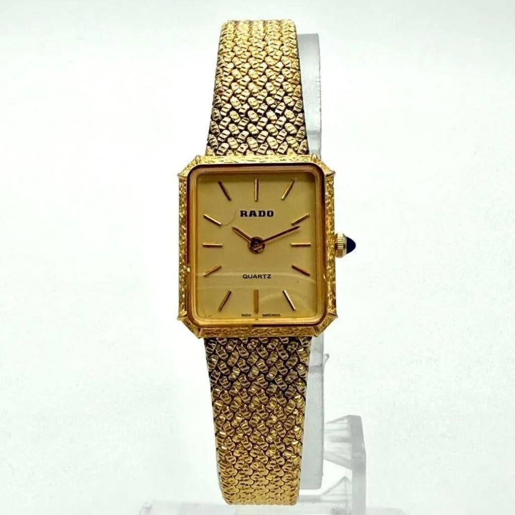 Used A014 RADO Antique Ladies Watch Elegance Gold Color Mesh Bracelet