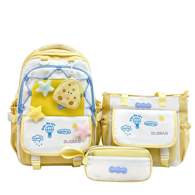 

TS JYL laptop bag,INS School Student Backpack Korean Cute Light Girl 3 Sets Handbag Set One size fits all жовтий