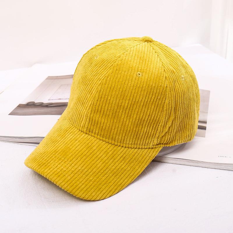 Corduroy baseball cap solid color versatile vertical striped cap women's autumn and winter warm casual hat spot