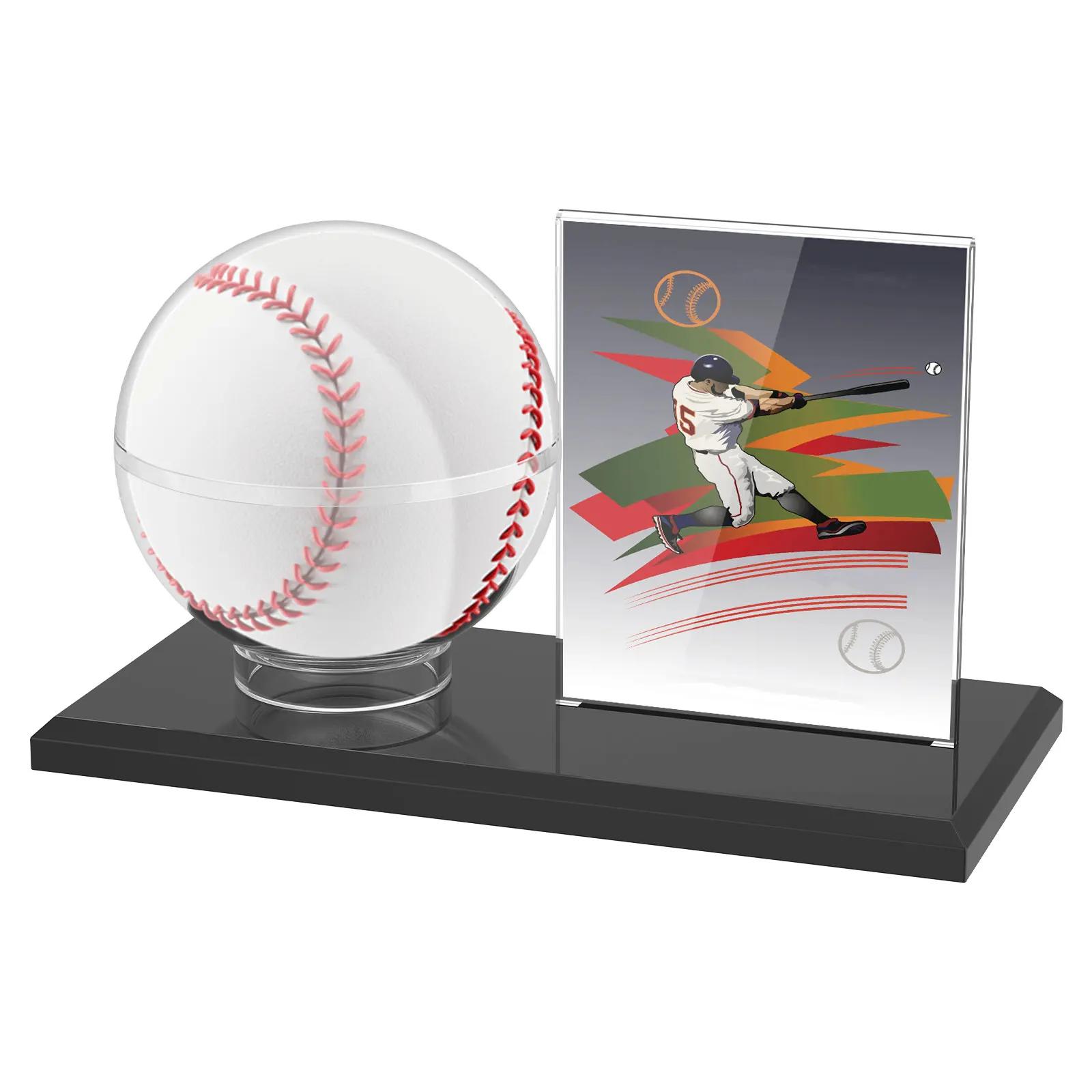 Acrylic Baseball Display Case Transparent Baseball Holder Stand with Card Stand for Collector Ball Protector Presenting чёрный