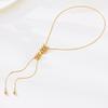 Women's Long Tassel Pendant Choker Retro Fishbone Adjustable Thin Link Necklace for Cocktail Party Jewelry