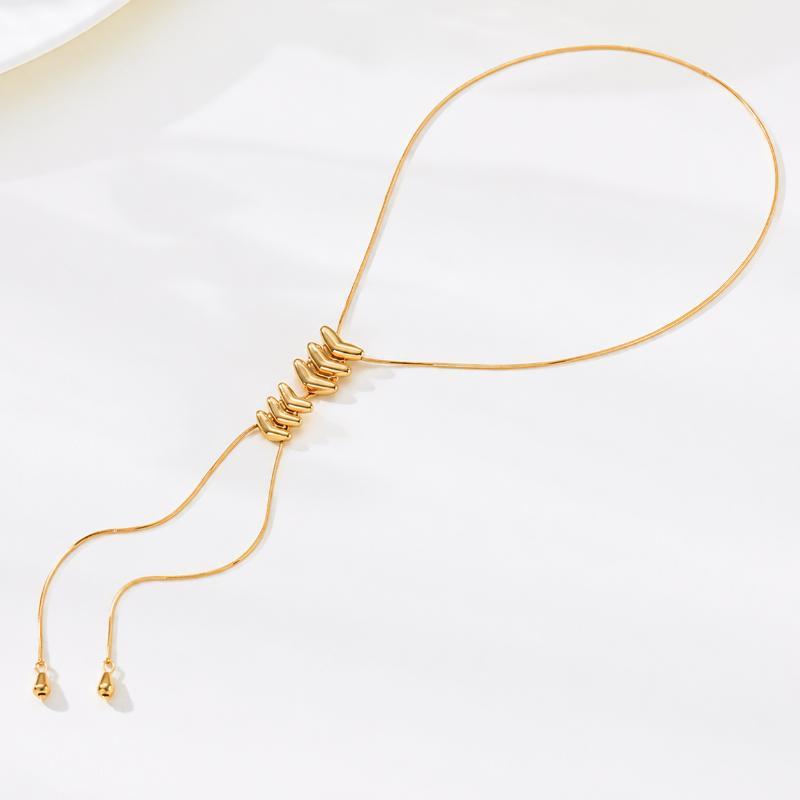 Women's Long Tassel Pendant Choker Retro Fishbone Adjustable Thin Link Necklace for Cocktail Party Jewelry