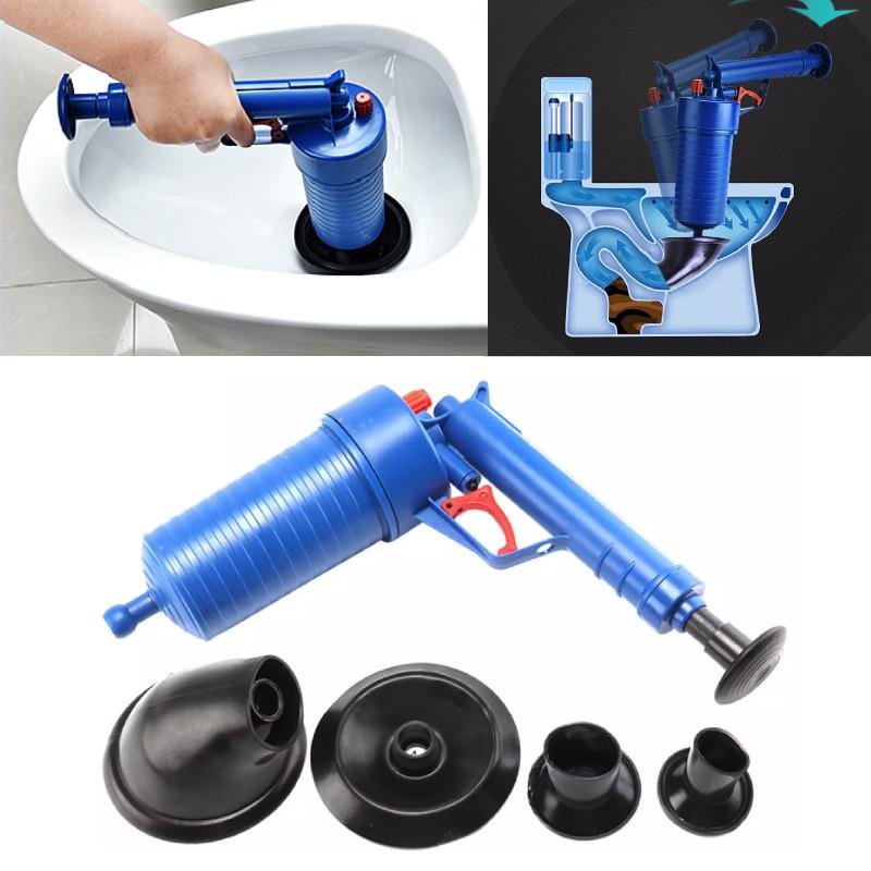 Powerful Blue Plastic Toilet Plunger Home Drain Cleaning Tool For Clogged Pipes