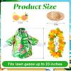 4 Pcs Hawaiian Porch Goose Outfits with Wreath Glasses Straw Hat Yard Goose Clothes Goose Costume for Luau Lawn Outdoor Decor