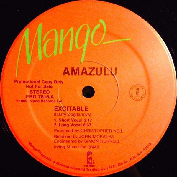 

12inch Record AMAZULU - Excitable PRO7816 Mango 1985 US Reggae, Ska & Dub Used