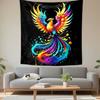 Colorful Phoenix Watercolor Splash Wall Tapestry Rainbow Firebird On Black Decor for Bedroom Living Room Dorm Gift