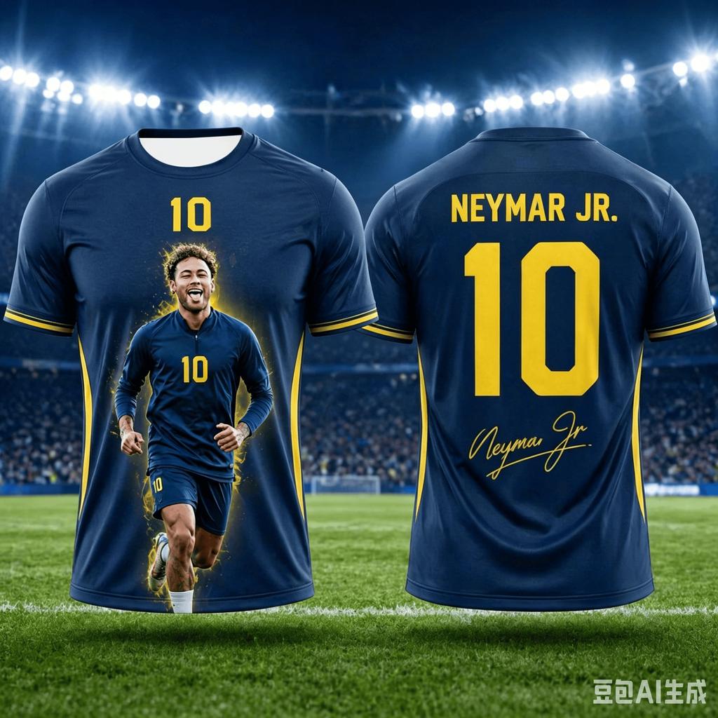 AI New Neymar Soccer Team Uniform 3d Printed Breathable Summer Sports Shirt For Children's Fans Outdoor Soccer Training Jersey