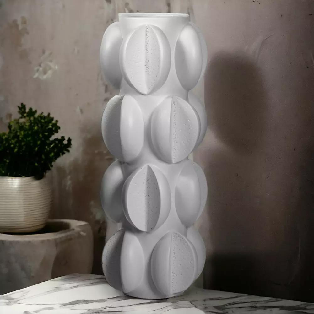 Tall Decorative Vase, White Matte - 37cm