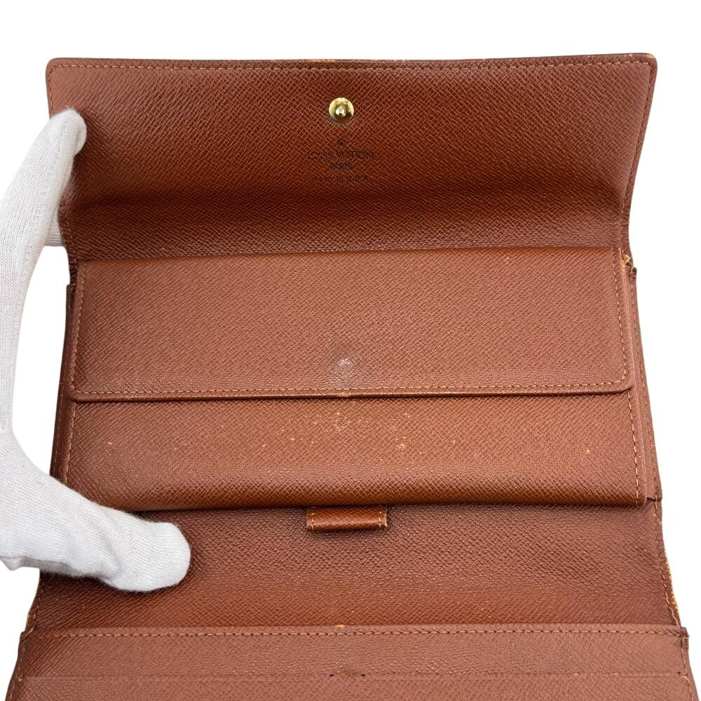 LOUIS VUITTON M61215 Monogram leather Portefeuille International Purse Sunburn leather Women Used