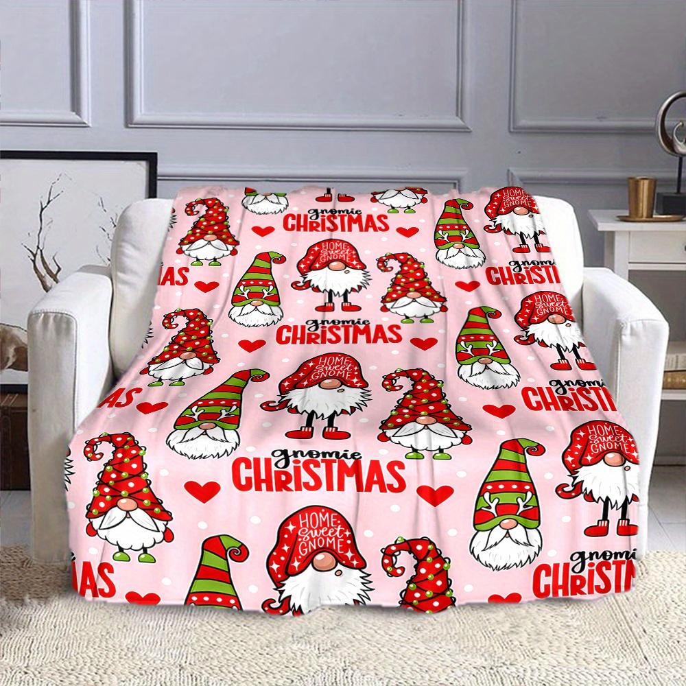 Cozy Christmas Gnome Flannel Blanket | All-Season Throw for Bed Sofa Camping, Perfect Holiday Gift