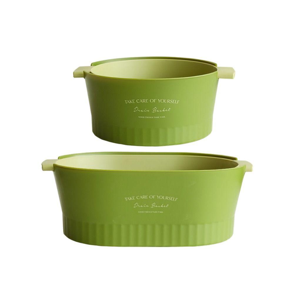 Large Fruit Vegetable Cleaning Basket Plastic Removable Washing Basin With Handle Double-layer Drainer Basket Kitchen Restaurant