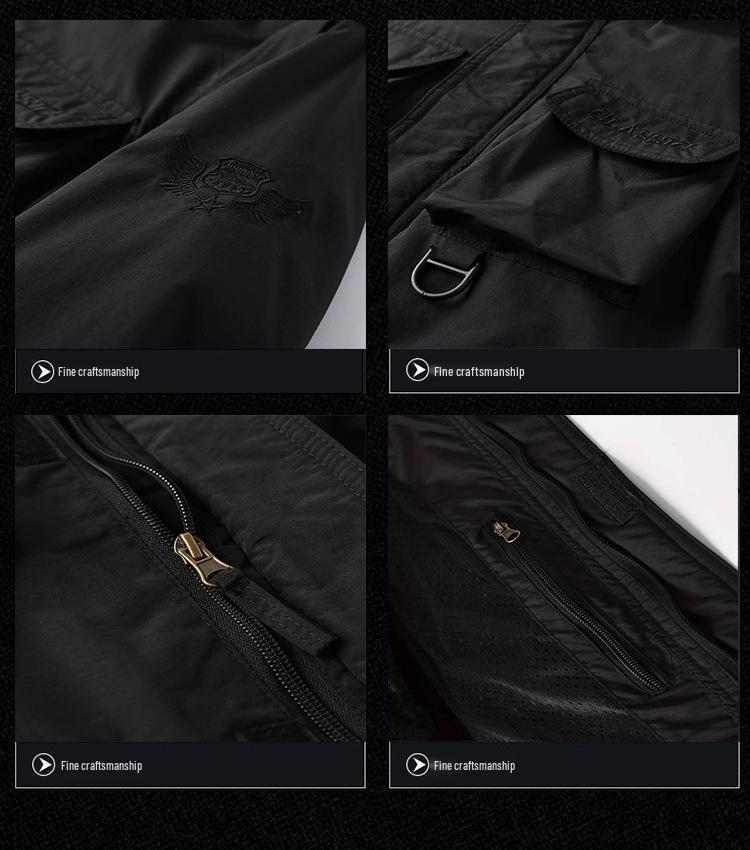 Herren Windjacke mit umwandelbaren Ärmeln und vielen Taschen für Frühling & Herbst.