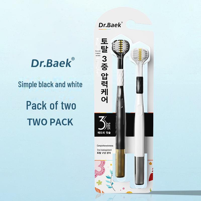 Zweierpack 3-seitige Zahnbürsten mit weichen Borsten für Erwachsene