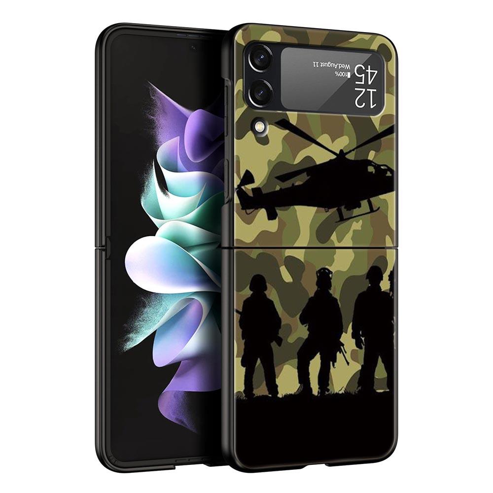 Camouflage Camo Military Army Phone Case For Samsung Galaxy Z Flip 6 5 4 3 Shell For Samsung Z Flip3 Flip4 Flip5 Hard PC Cover