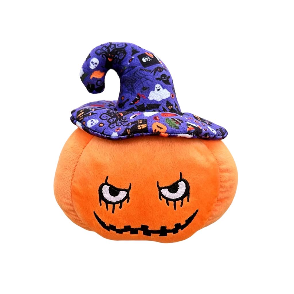 Halloween Plush Pumpkin Toy with Witch Hat Soft Stuffed Pumpkin Doll Halloween Decor Plush Toy for Kids and Adults Halloween Party Decoration